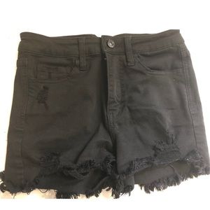 Vervet high-rise black ripped shorts
